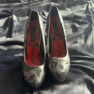 Black Skull Iron Fist Heels